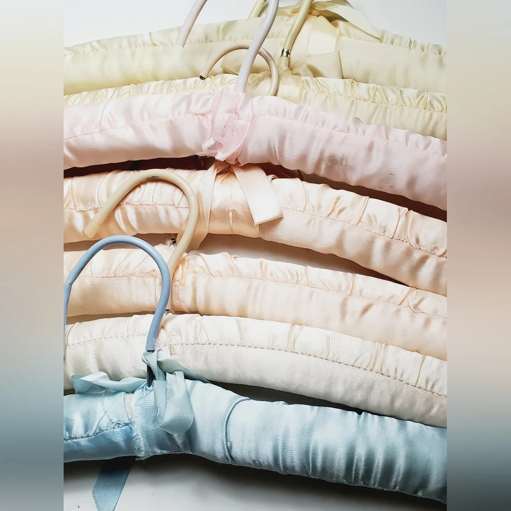 Vintage Lot Of 22 Colorful Mixed Satin And Cotton Padded Hangers